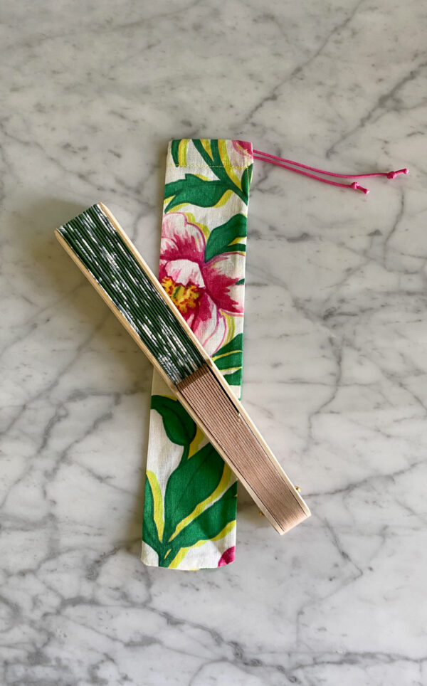 Deep green hand fan