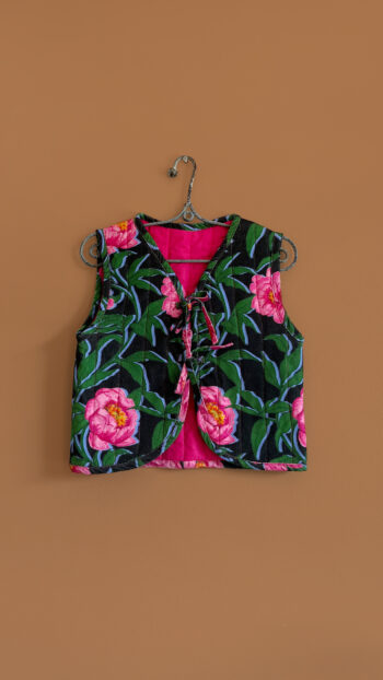 Pink Peonies Padded Vest _ Pre-order