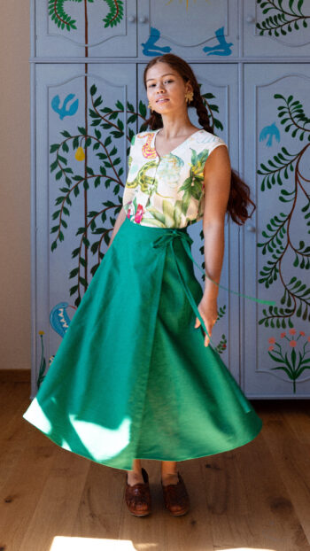 Emerald wrap skirt